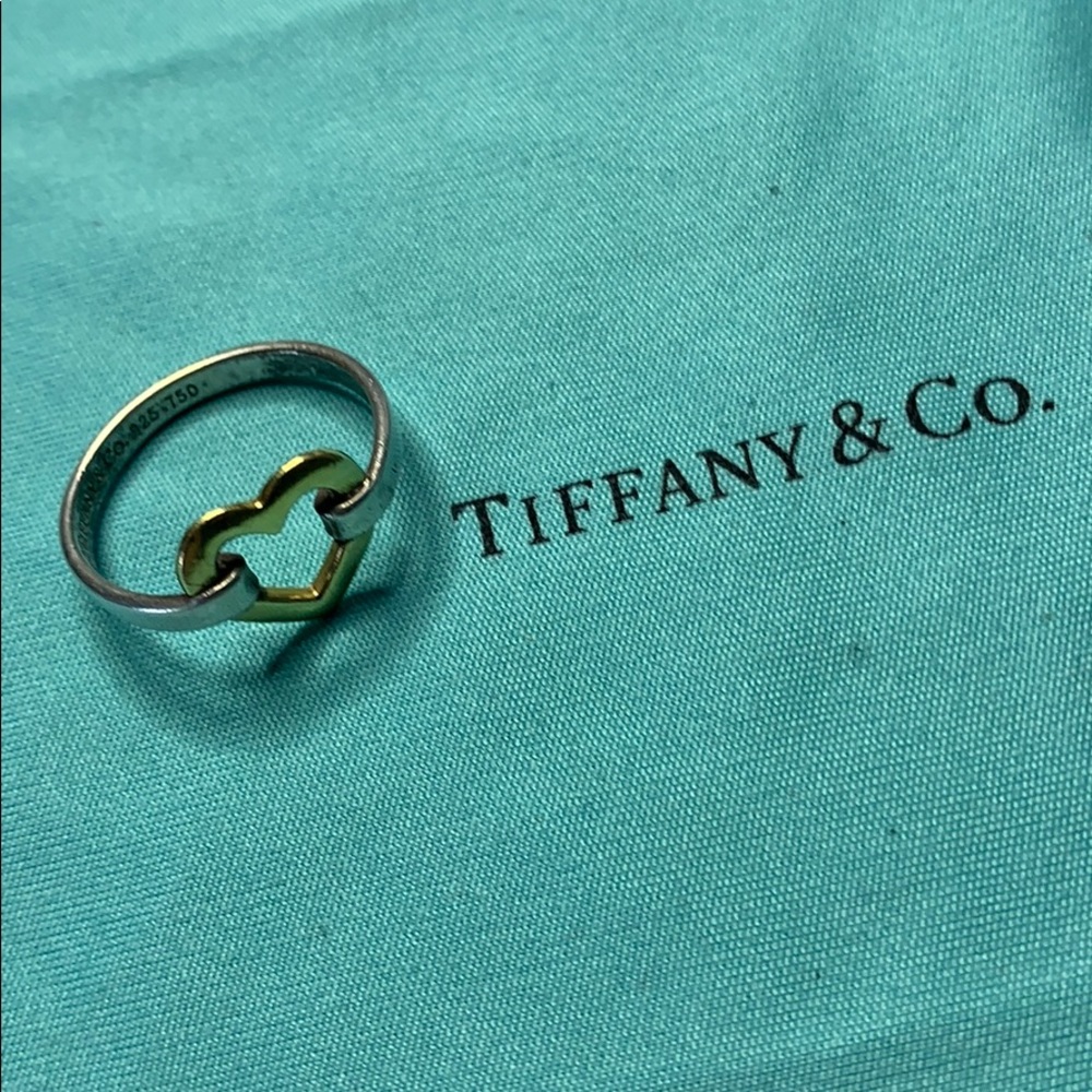 Tiffany’s gold and silver open heart ring
